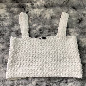 White Knit Crop Top